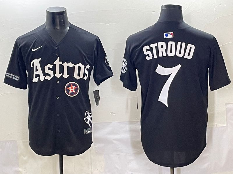 Men 2025 Houston Astros #7 Stroud Black Five generations Joint Name Nike MLB Jersey style 15